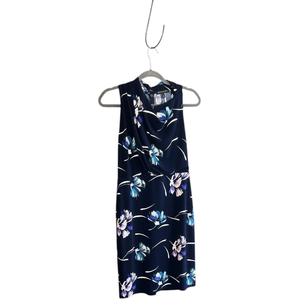 Banana Republic floral draped neck dress hook eye closure zipper back Size 6